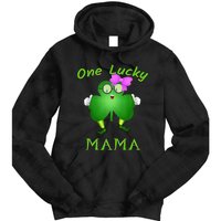 One Lucky Mama Pink Bow Shamrock St Patrick's Day Irish Mom Tie Dye Hoodie