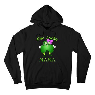 One Lucky Mama Pink Bow Shamrock St Patrick's Day Irish Mom Tall Hoodie