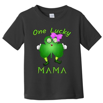 One Lucky Mama Pink Bow Shamrock St Patrick's Day Irish Mom Toddler T-Shirt