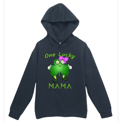 One Lucky Mama Pink Bow Shamrock St Patrick's Day Irish Mom Urban Pullover Hoodie