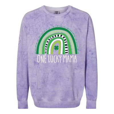 One Lucky Mama Cute Rainbow Mothers St Patricks Day Great Gift Colorblast Crewneck Sweatshirt