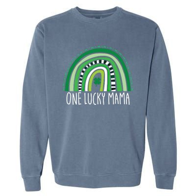 One Lucky Mama Cute Rainbow Mothers St Patricks Day Great Gift Garment-Dyed Sweatshirt