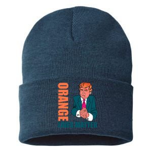 Orange Lives Matter Funny Trump Sustainable Knit Beanie