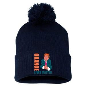 Orange Lives Matter Funny Trump Pom Pom 12in Knit Beanie