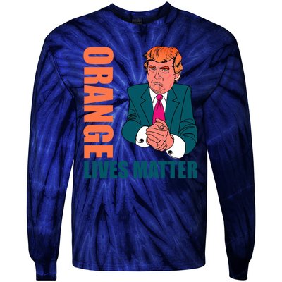 Orange Lives Matter Funny Trump Tie-Dye Long Sleeve Shirt