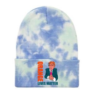 Orange Lives Matter Funny Trump Tie Dye 12in Knit Beanie