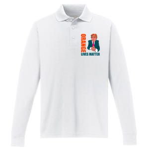 Orange Lives Matter Funny Trump Performance Long Sleeve Polo