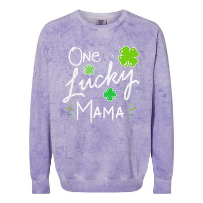 One Lucky Mama St Patricks Day WoMom Mother Shamrock Colorblast Crewneck Sweatshirt