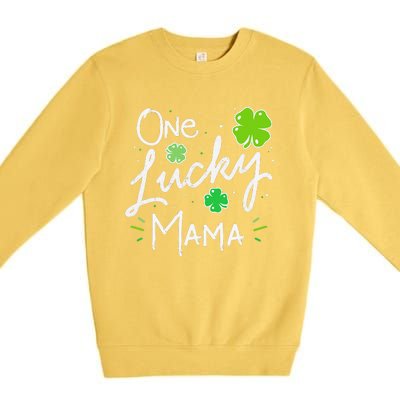 One Lucky Mama St Patricks Day WoMom Mother Shamrock Premium Crewneck Sweatshirt