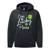 One Lucky Mama St Patricks Day WoMom Mother Shamrock Performance Fleece Hoodie