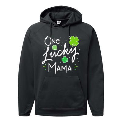 One Lucky Mama St Patricks Day WoMom Mother Shamrock Performance Fleece Hoodie