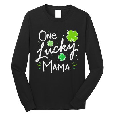 One Lucky Mama St Patricks Day WoMom Mother Shamrock Long Sleeve Shirt