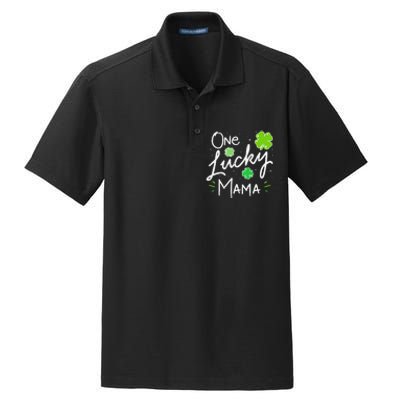 One Lucky Mama St Patricks Day WoMom Mother Shamrock Dry Zone Grid Polo