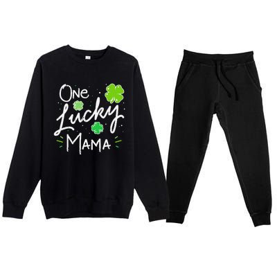 One Lucky Mama St Patricks Day WoMom Mother Shamrock Premium Crewneck Sweatsuit Set