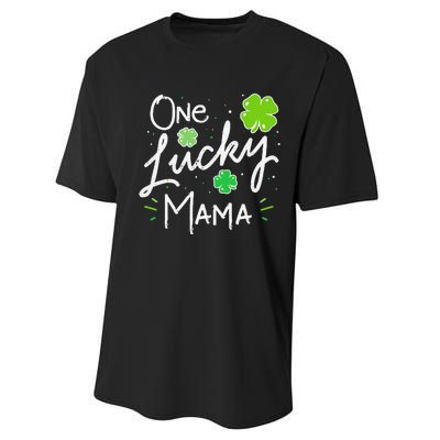 One Lucky Mama St Patricks Day WoMom Mother Shamrock Performance Sprint T-Shirt