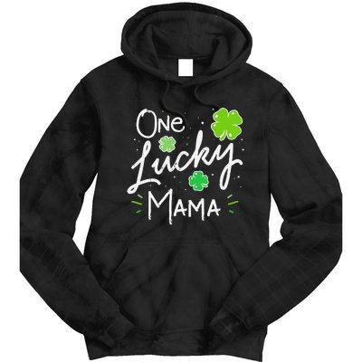 One Lucky Mama St Patricks Day WoMom Mother Shamrock Tie Dye Hoodie