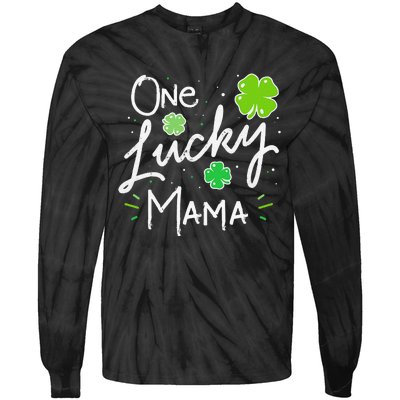 One Lucky Mama St Patricks Day WoMom Mother Shamrock Tie-Dye Long Sleeve Shirt