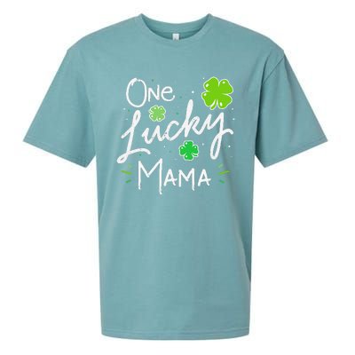 One Lucky Mama St Patricks Day WoMom Mother Shamrock Sueded Cloud Jersey T-Shirt