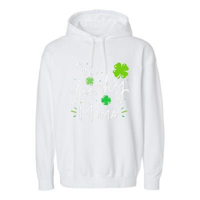 One Lucky Mama St Patricks Day WoMom Mother Shamrock Garment-Dyed Fleece Hoodie