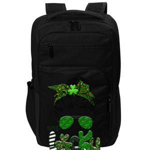 One Lucky Mama Cute Messy Bun Saint Patrick's Day Irish Impact Tech Backpack