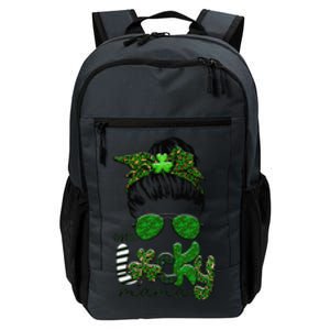 One Lucky Mama Cute Messy Bun Saint Patrick's Day Irish Daily Commute Backpack