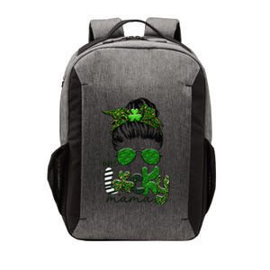 One Lucky Mama Cute Messy Bun Saint Patrick's Day Irish Vector Backpack