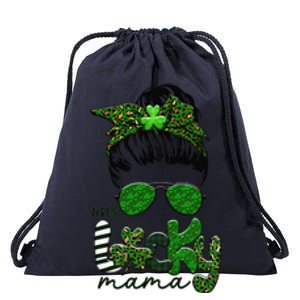 One Lucky Mama Cute Messy Bun Saint Patrick's Day Irish Drawstring Bag