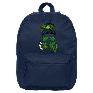 One Lucky Mama Cute Messy Bun Saint Patrick's Day Irish 16 in Basic Backpack