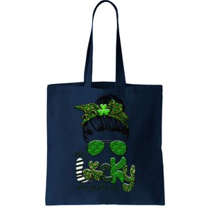 One Lucky Mama Cute Messy Bun Saint Patrick's Day Irish Tote Bag