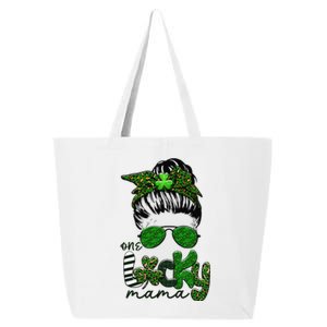 One Lucky Mama Cute Messy Bun Saint Patrick's Day Irish 25L Jumbo Tote