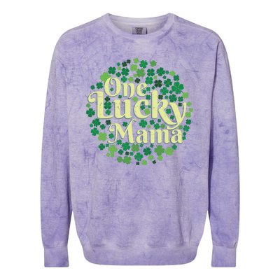 One Lucky Mama St Patricks Day Colorblast Crewneck Sweatshirt