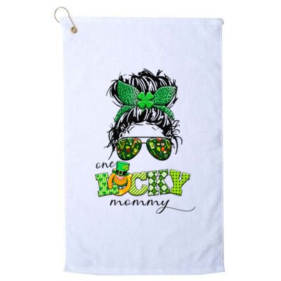 One Lucky Mommy Messy Bun Saint Patrick’s Day Irish Gifts Platinum Collection Golf Towel