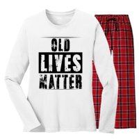 Old Lives Matter Elderly Seniors Apparel Clothing Women's Long Sleeve Flannel Pajama Set 