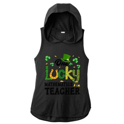 One Lucky Mathematics Teacher St Patricks Day Gift Ladies PosiCharge Tri-Blend Wicking Draft Hoodie Tank