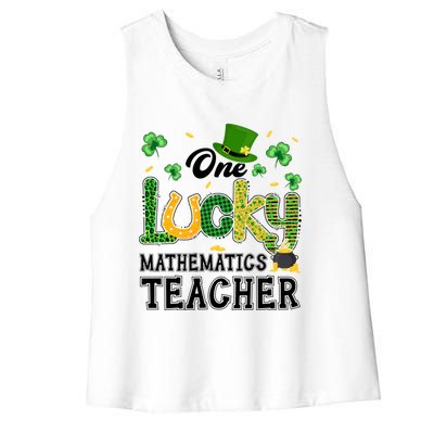 One Lucky Mathematics Teacher St Patricks Day Gift Women's Racerback Cropped Tank