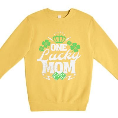 One Lucky Mom St Patricks Day Gift Vintage 70s Dice Premium Crewneck Sweatshirt