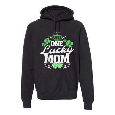 One Lucky Mom St Patricks Day Gift Vintage 70s Dice Premium Hoodie