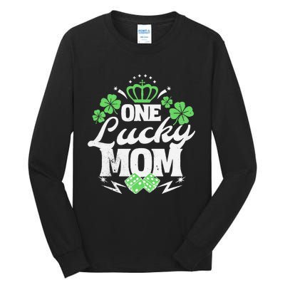 One Lucky Mom St Patricks Day Gift Vintage 70s Dice Tall Long Sleeve T-Shirt