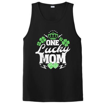 One Lucky Mom St Patricks Day Gift Vintage 70s Dice PosiCharge Competitor Tank