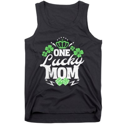 One Lucky Mom St Patricks Day Gift Vintage 70s Dice Tank Top