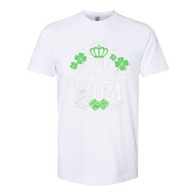 One Lucky Mom St Patricks Day Gift Vintage 70s Dice Softstyle® CVC T-Shirt