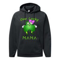 One Lucky Mama Pink Bow Shamrock St Patrick's Day Irish Mom Performance Fleece Hoodie