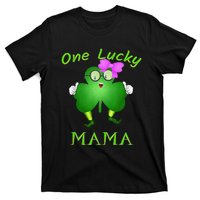 One Lucky Mama Pink Bow Shamrock St Patrick's Day Irish Mom T-Shirt