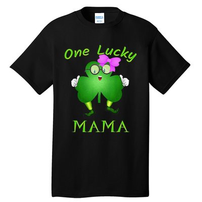 One Lucky Mama Pink Bow Shamrock St Patrick's Day Irish Mom Tall T-Shirt