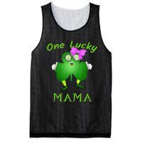 One Lucky Mama Pink Bow Shamrock St Patrick's Day Irish Mom Mesh Reversible Basketball Jersey Tank