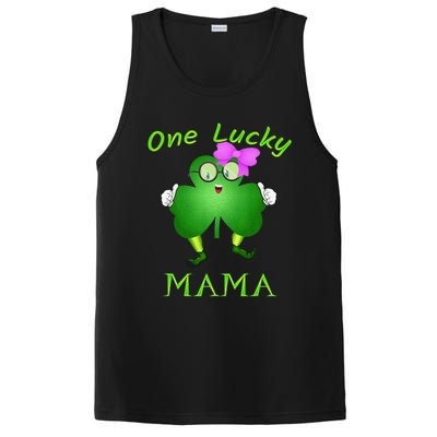 One Lucky Mama Pink Bow Shamrock St Patrick's Day Irish Mom PosiCharge Competitor Tank