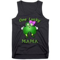 One Lucky Mama Pink Bow Shamrock St Patrick's Day Irish Mom Tank Top