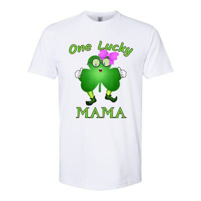 One Lucky Mama Pink Bow Shamrock St Patrick's Day Irish Mom Softstyle CVC T-Shirt