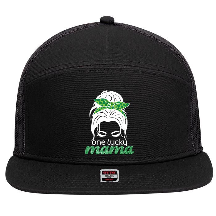 One Lucky Mama St Patricks Day 7 Panel Mesh Trucker Snapback Hat
