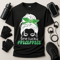 One Lucky Mama St Patricks Day Cooling Performance Crew T-Shirt